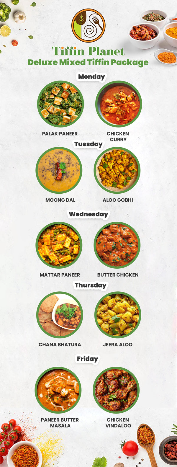 Mix & Match Deluxe Indian Tiffin Package