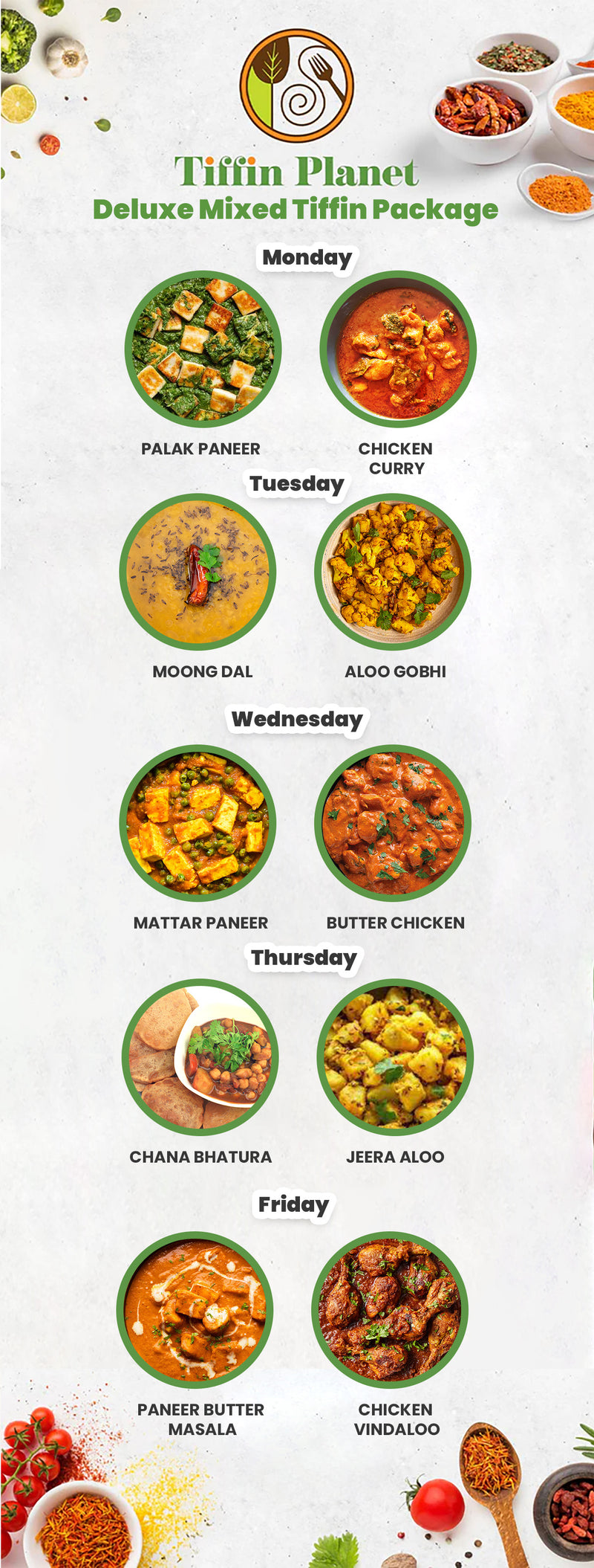 Mix & Match Deluxe Indian Tiffin Package